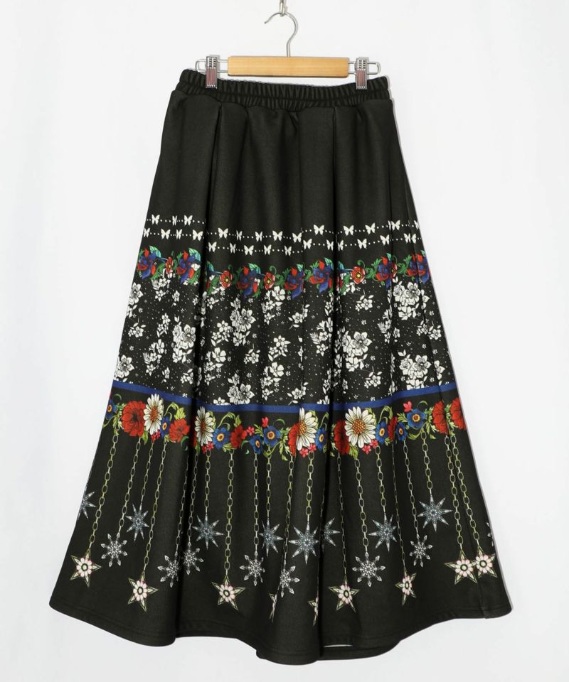 冬のオーナメント×花柄 裏起毛スカート-8