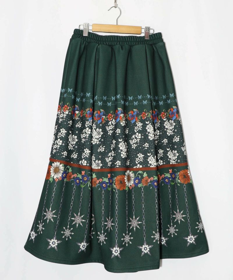 冬のオーナメント×花柄 裏起毛スカート-10