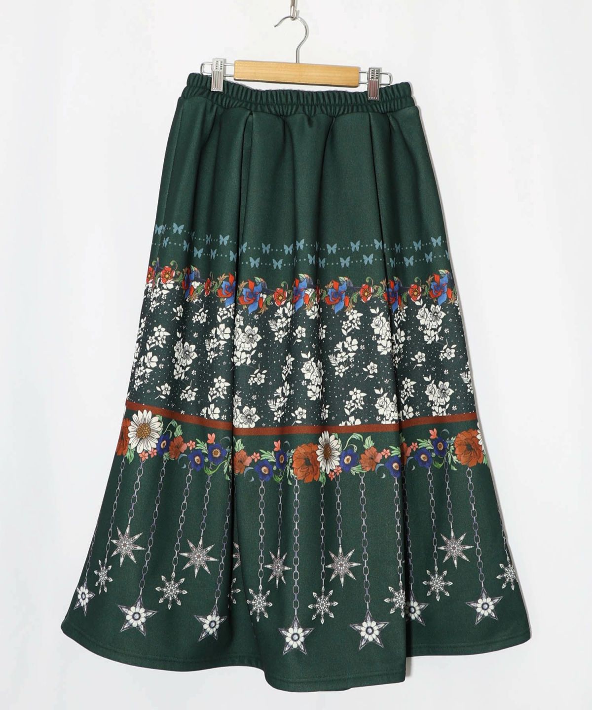 冬のオーナメント×花柄 裏起毛スカート-10