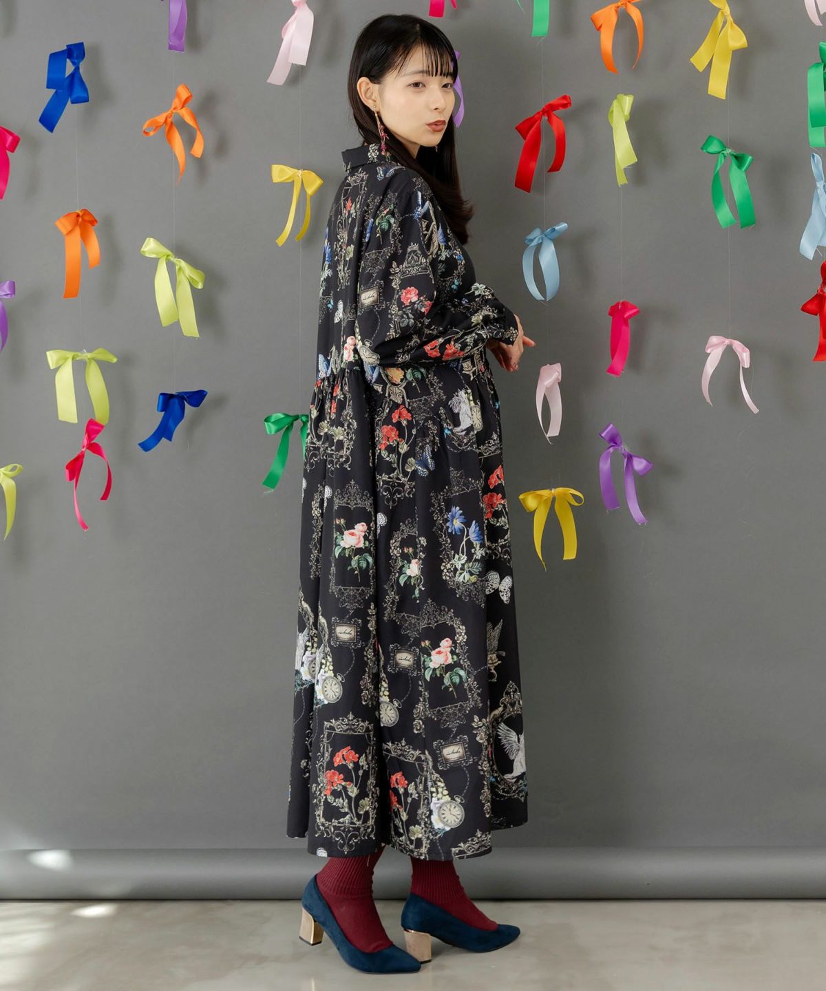 ヴィンテージ風額縁柄シャツワンピース-4