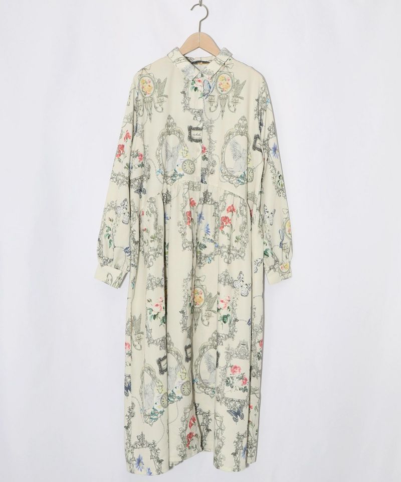 ヴィンテージ風額縁柄シャツワンピース-9
