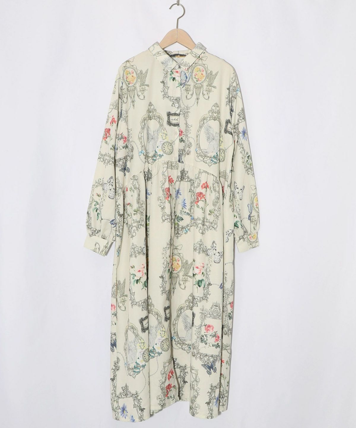 ヴィンテージ風額縁柄シャツワンピース-9