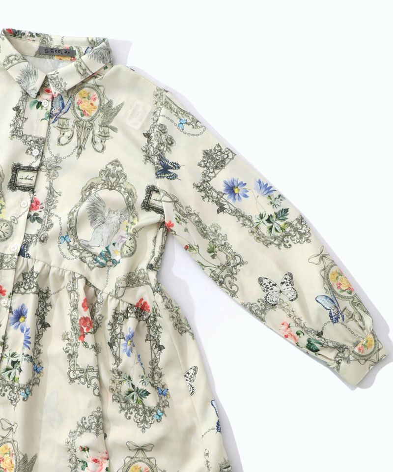 ヴィンテージ風額縁柄シャツワンピース-14