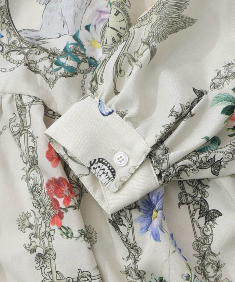 ヴィンテージ風額縁柄シャツワンピース-15