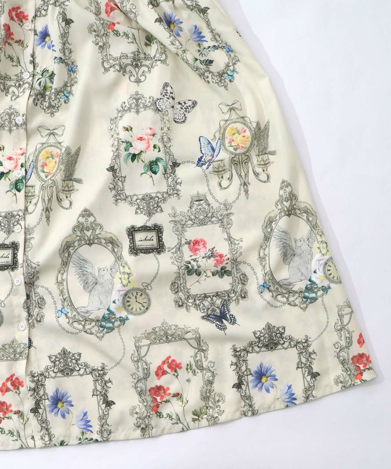 ヴィンテージ風額縁柄シャツワンピース-16