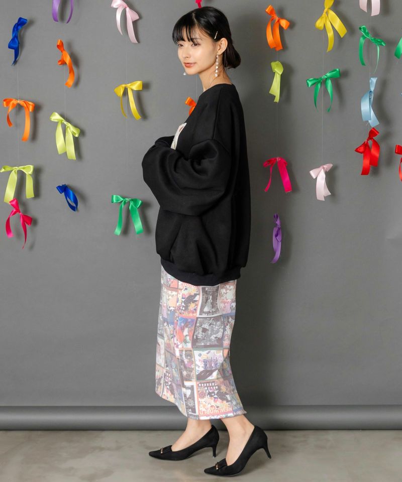 ネコのボアアップリケ×刺繍 裏起毛プルオーバー-6