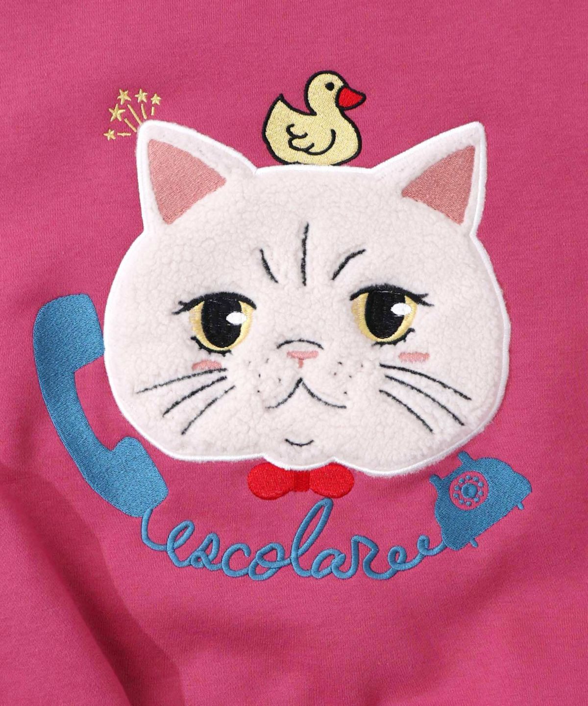 ネコのボアアップリケ×刺繍 裏起毛プルオーバー-11