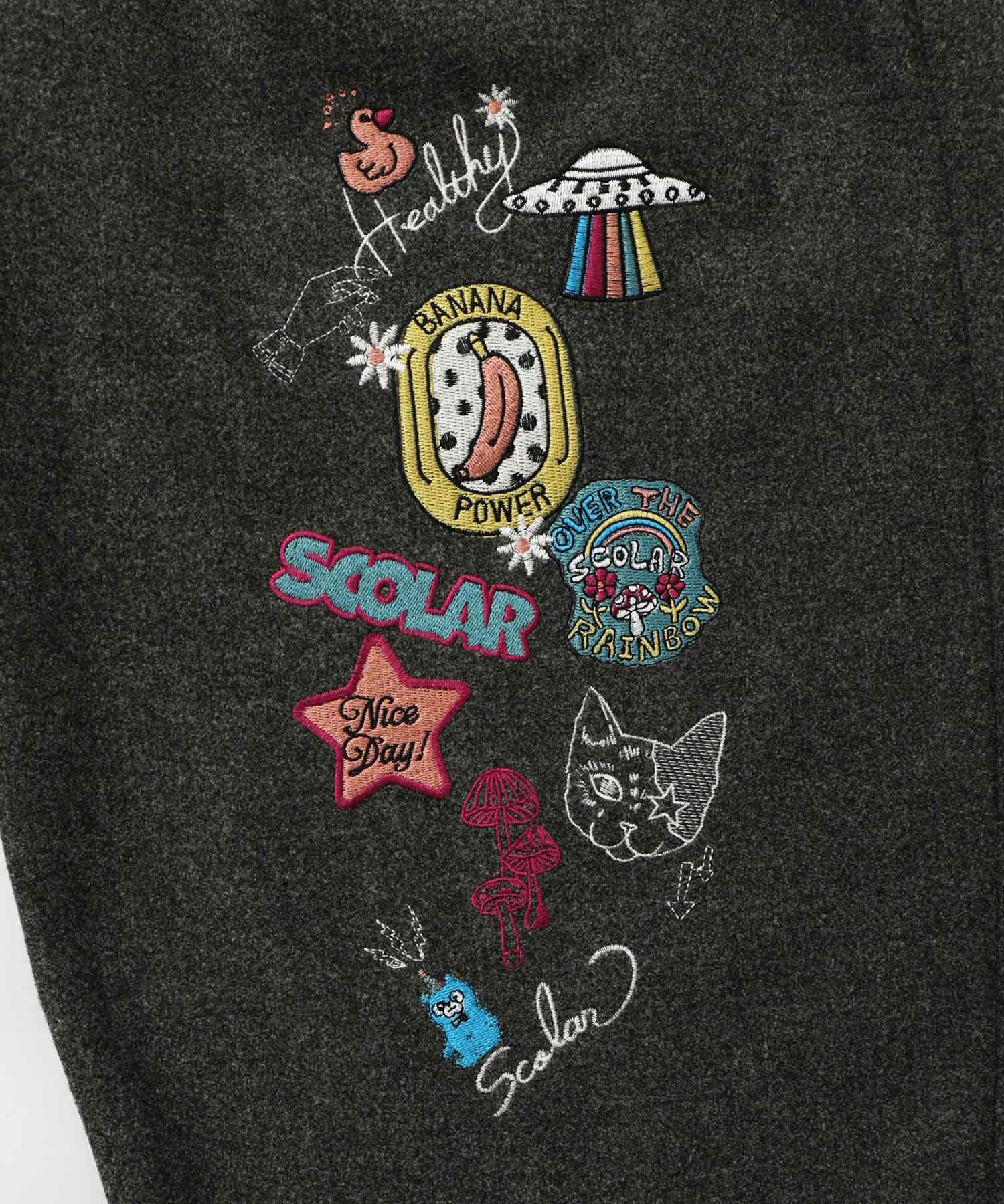 153765：POP刺繍起毛あったかパンツの通販-ScoLar