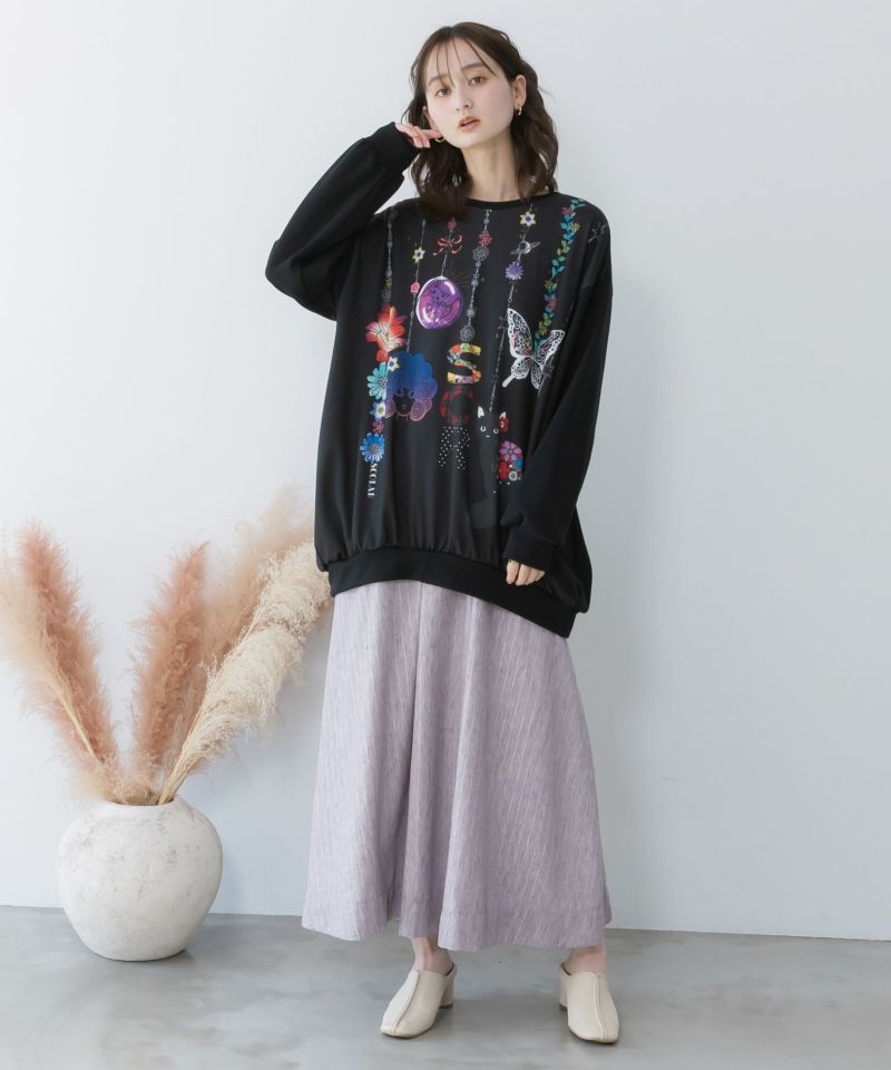 スカラーガーランド柄裏毛チュニック-2