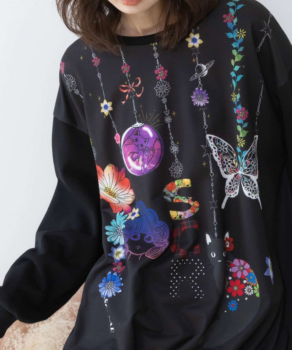 スカラーガーランド柄裏毛チュニック-8