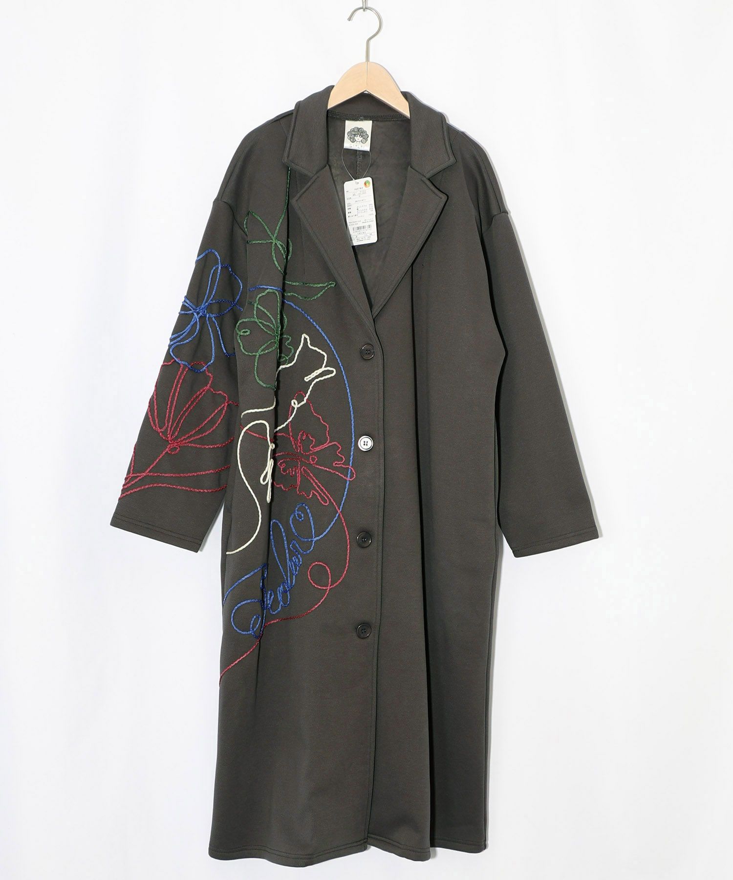 新品タグ付 スカラー　153762：サイン風コード叩き付けツイル起毛×ボアコート 153762：サイン風コード叩き付け ツイル起毛×ボアロングコートの通販