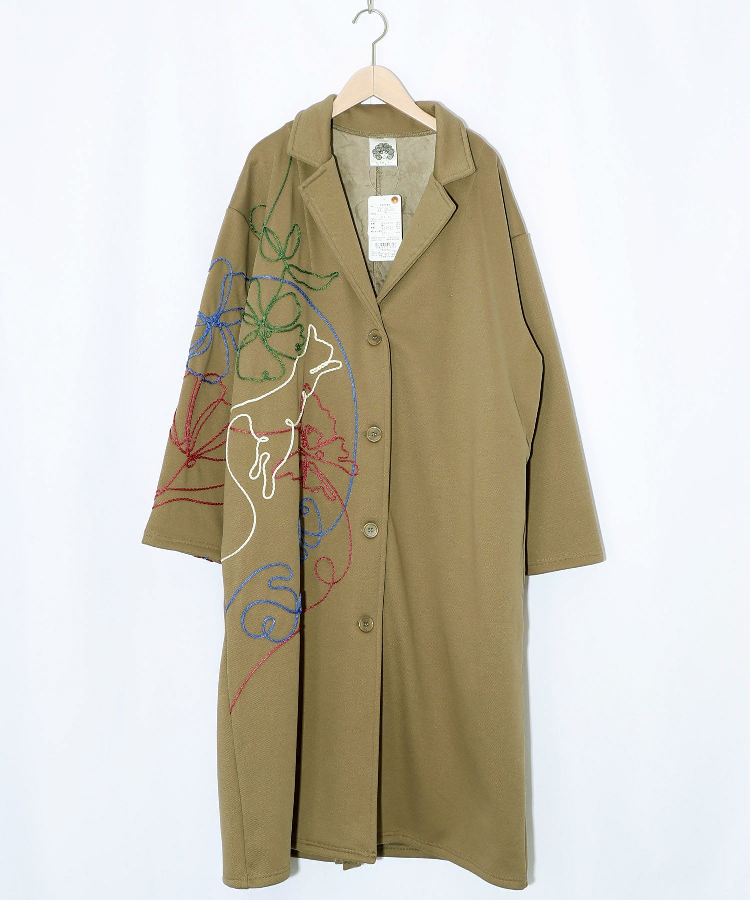 153762：サイン風コード叩き付け ツイル起毛×ボアロングコートの通販