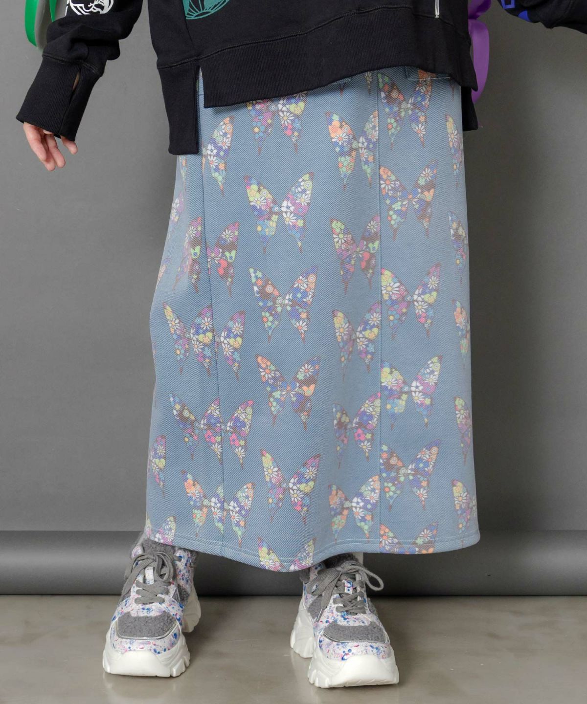 アニマルor蝶柄 裏ボアあったかスカート-1