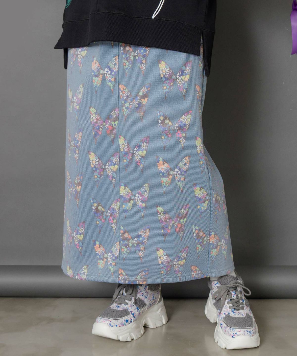 アニマルor蝶柄 裏ボアあったかスカート-2