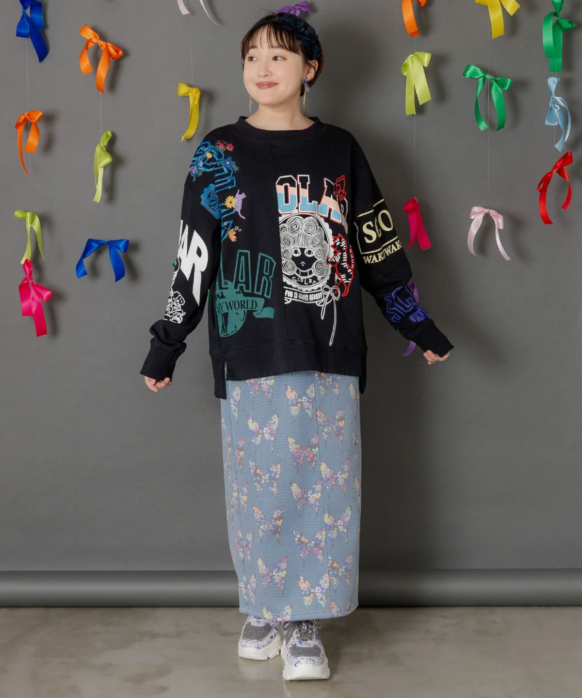 アニマルor蝶柄 裏ボアあったかスカート-3