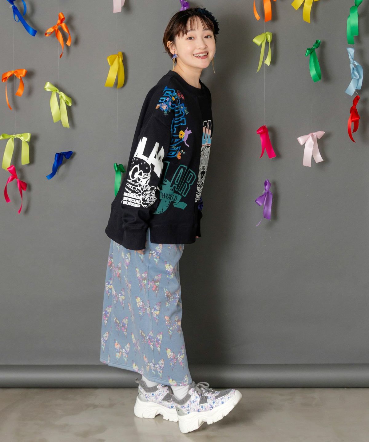 アニマルor蝶柄 裏ボアあったかスカート-4