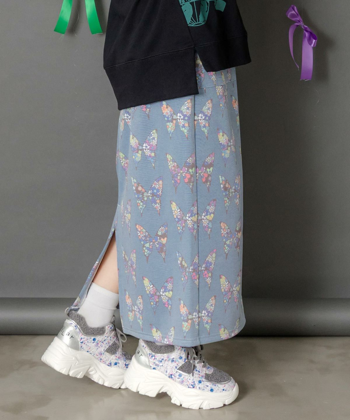 アニマルor蝶柄 裏ボアあったかスカート-6