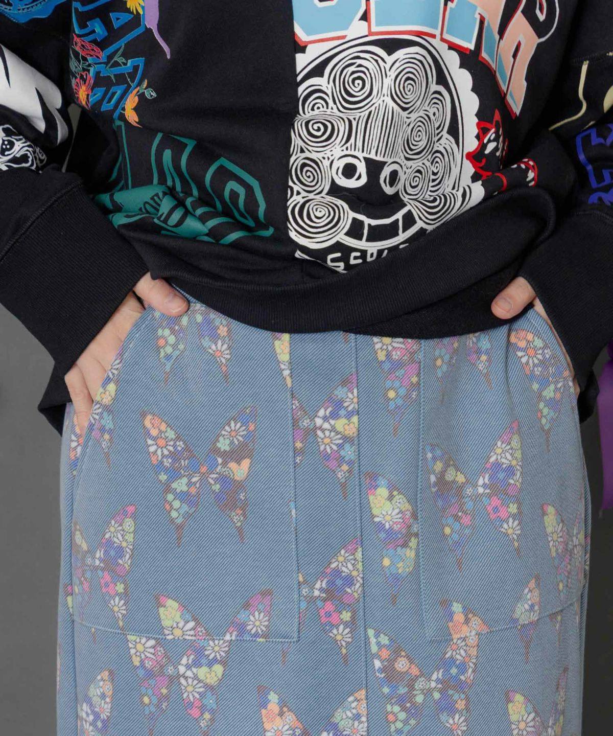 アニマルor蝶柄 裏ボアあったかスカート-8