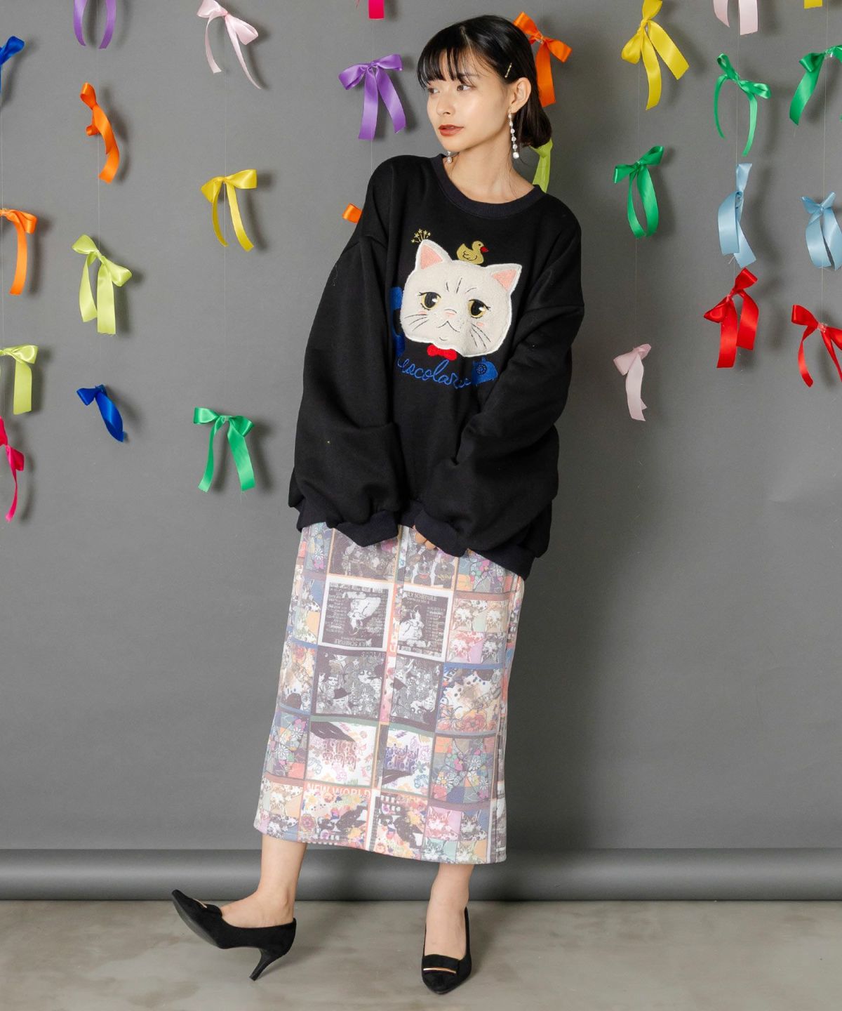 アニマルor蝶柄 裏ボアあったかスカート-11