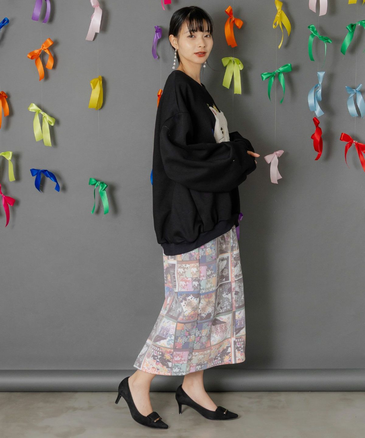 アニマルor蝶柄 裏ボアあったかスカート-13