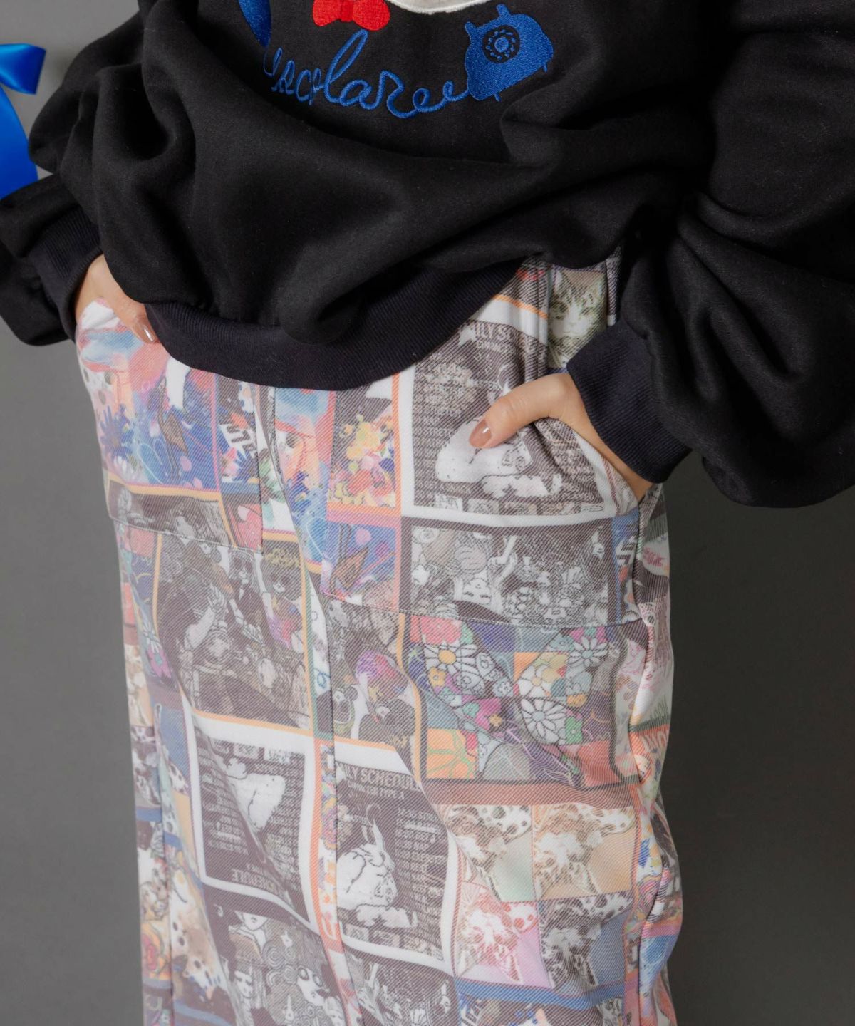 アニマルor蝶柄 裏ボアあったかスカート-15