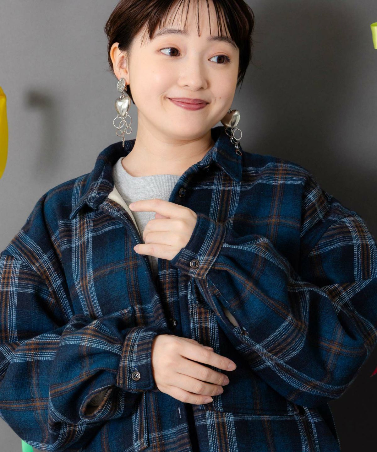 わんコレ柄ネルチェック×ボアシャツアウター-8