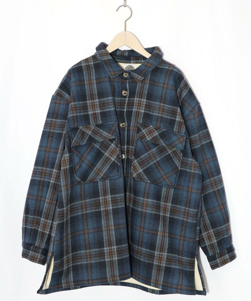 わんコレ柄ネルチェック×ボアシャツアウター-10