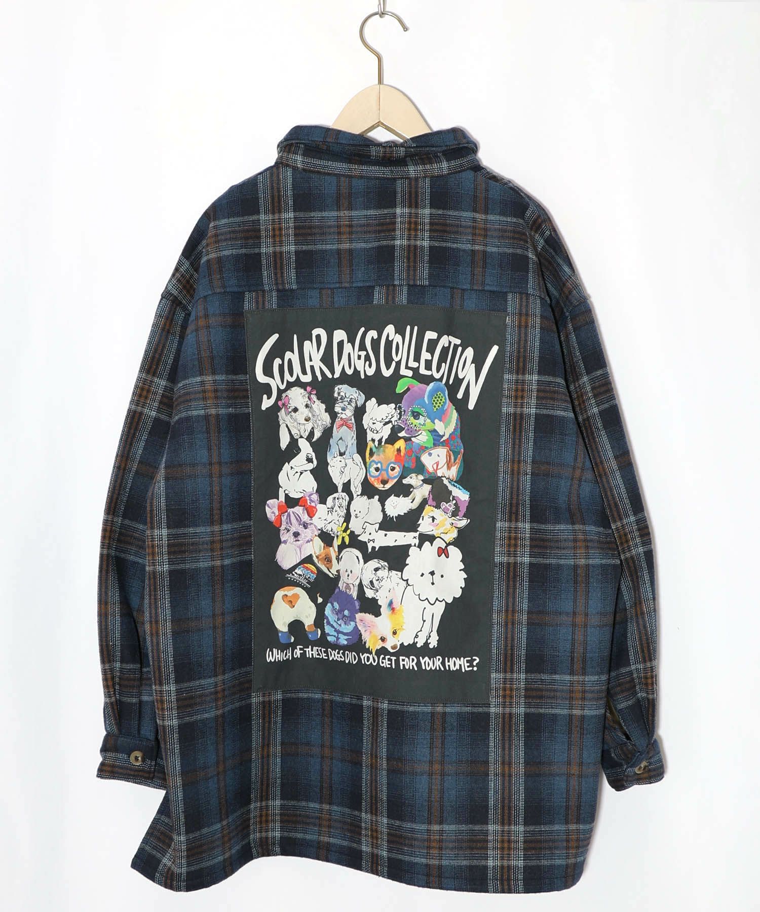 新品タグ付 スカラー　153758：わんコレ柄ネルチェック×ボアシャツアウター 153758：わんコレ柄ネルチェック×ボアシャツアウターの通販-ScoLar