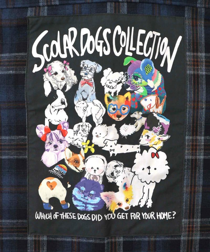 わんコレ柄ネルチェック×ボアシャツアウター-12