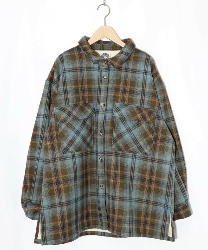 わんコレ柄ネルチェック×ボアシャツアウター-13