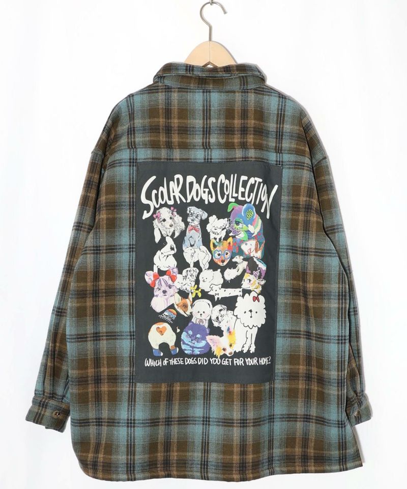 わんコレ柄ネルチェック×ボアシャツアウター-14