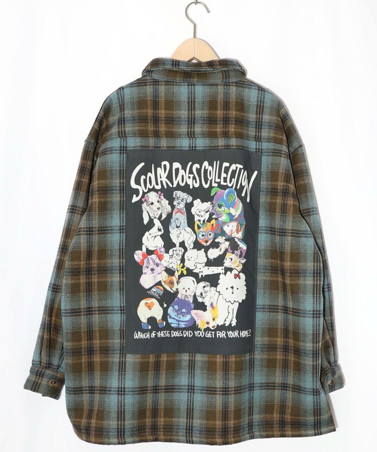 わんコレ柄ネルチェック×ボアシャツアウター-14