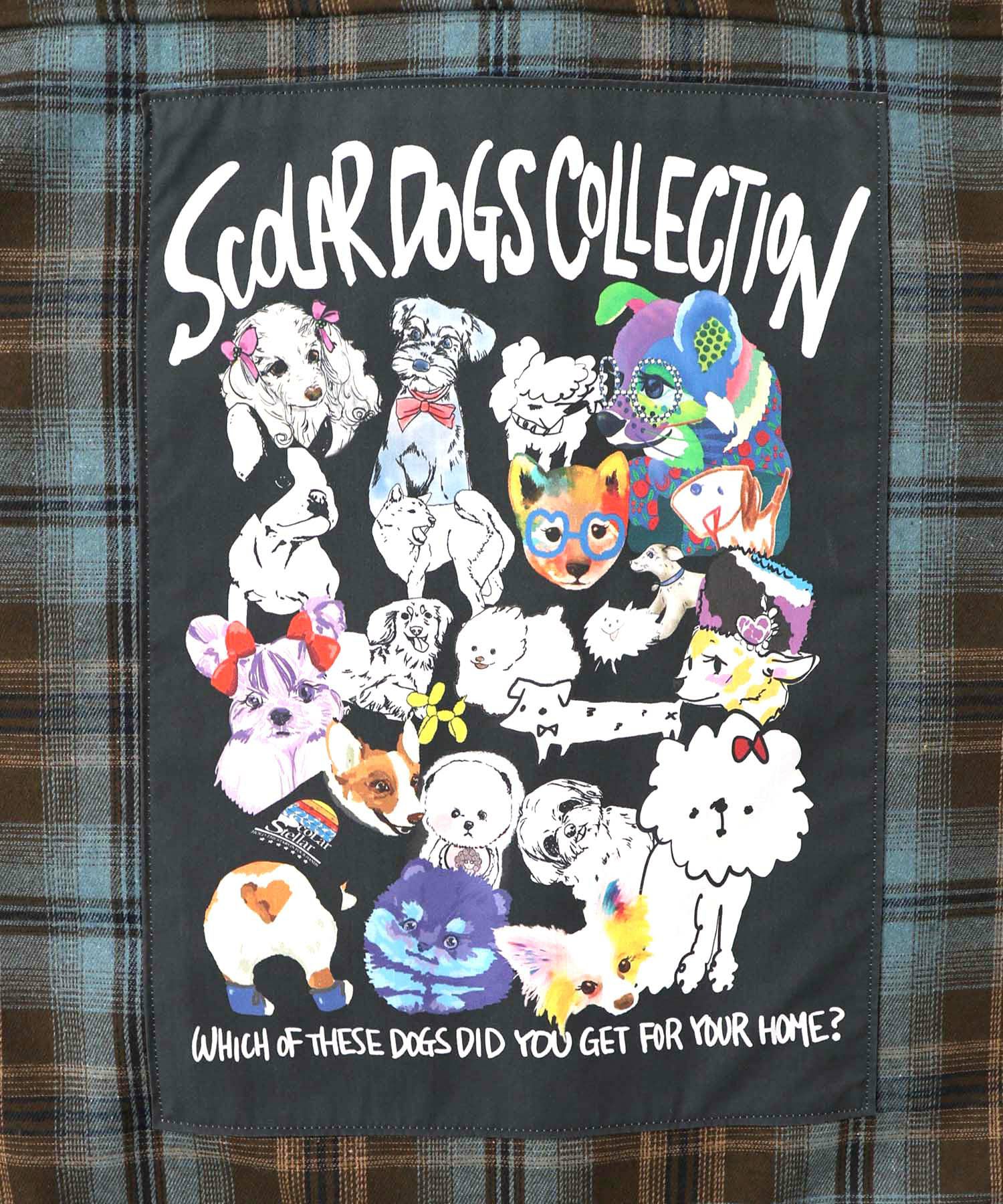 わんコレ柄ネルチェック×ボアシャツアウター-15