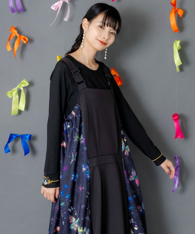 ネコ・ラビル・蝶刺繍 裏起毛スムースインナー-3