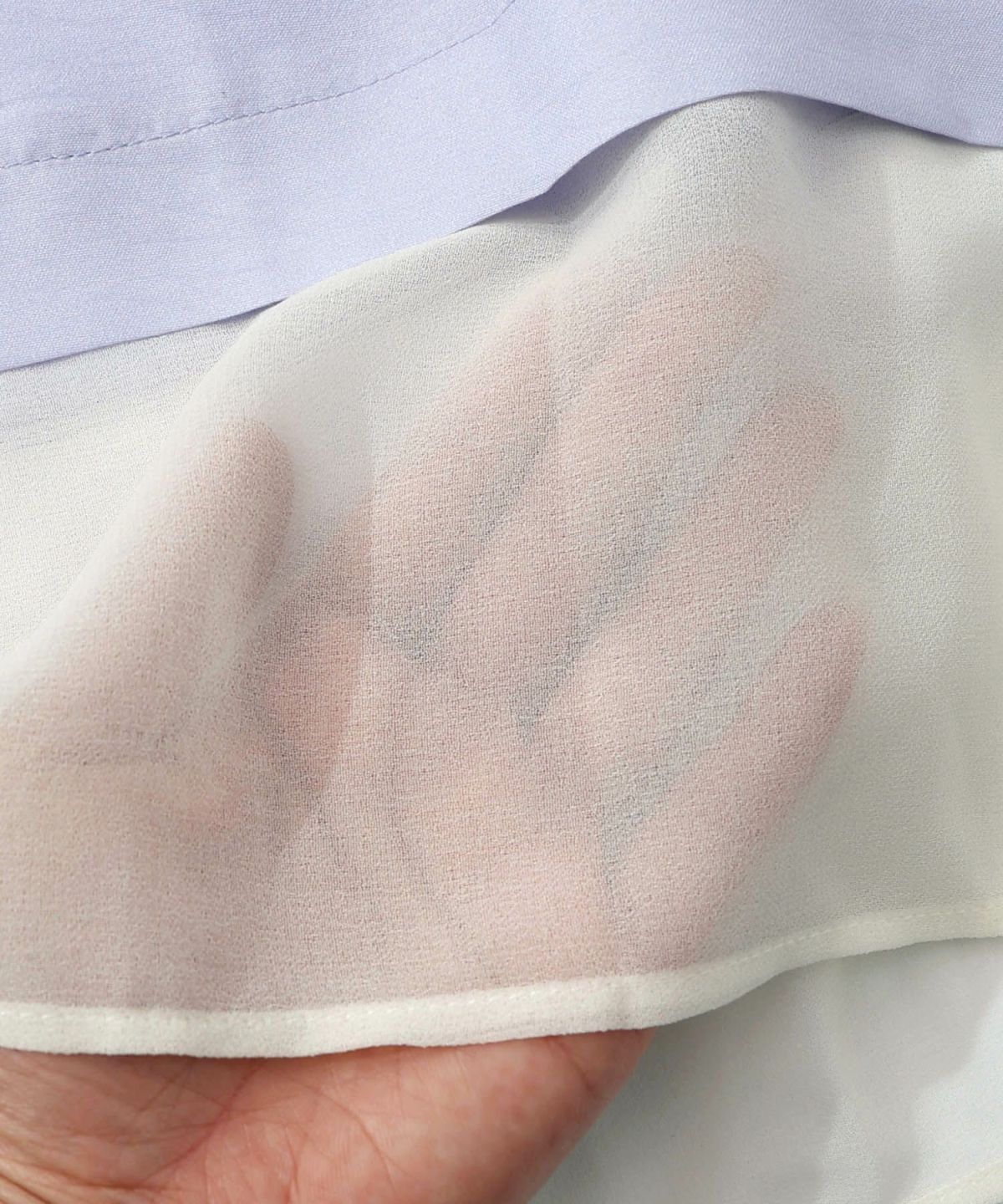 布帛ｘシフォン異素材切替バイカラー花柄シャツ-16