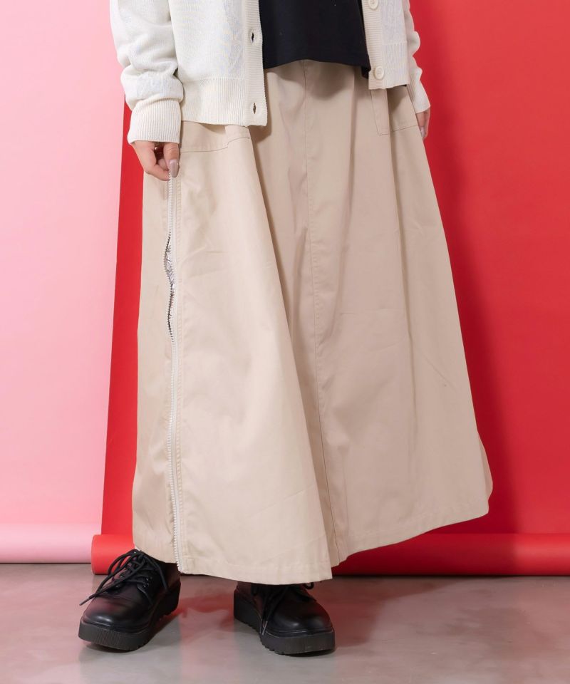 無地×動物たちの肖像柄 4wayツイルスカート-4