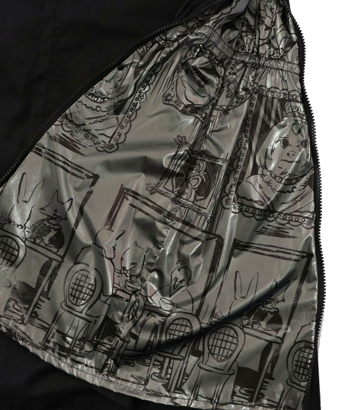 無地×動物たちの肖像柄 4wayツイルスカート-10