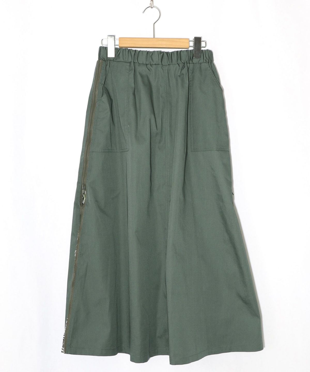 無地×動物たちの肖像柄 4wayツイルスカート-11