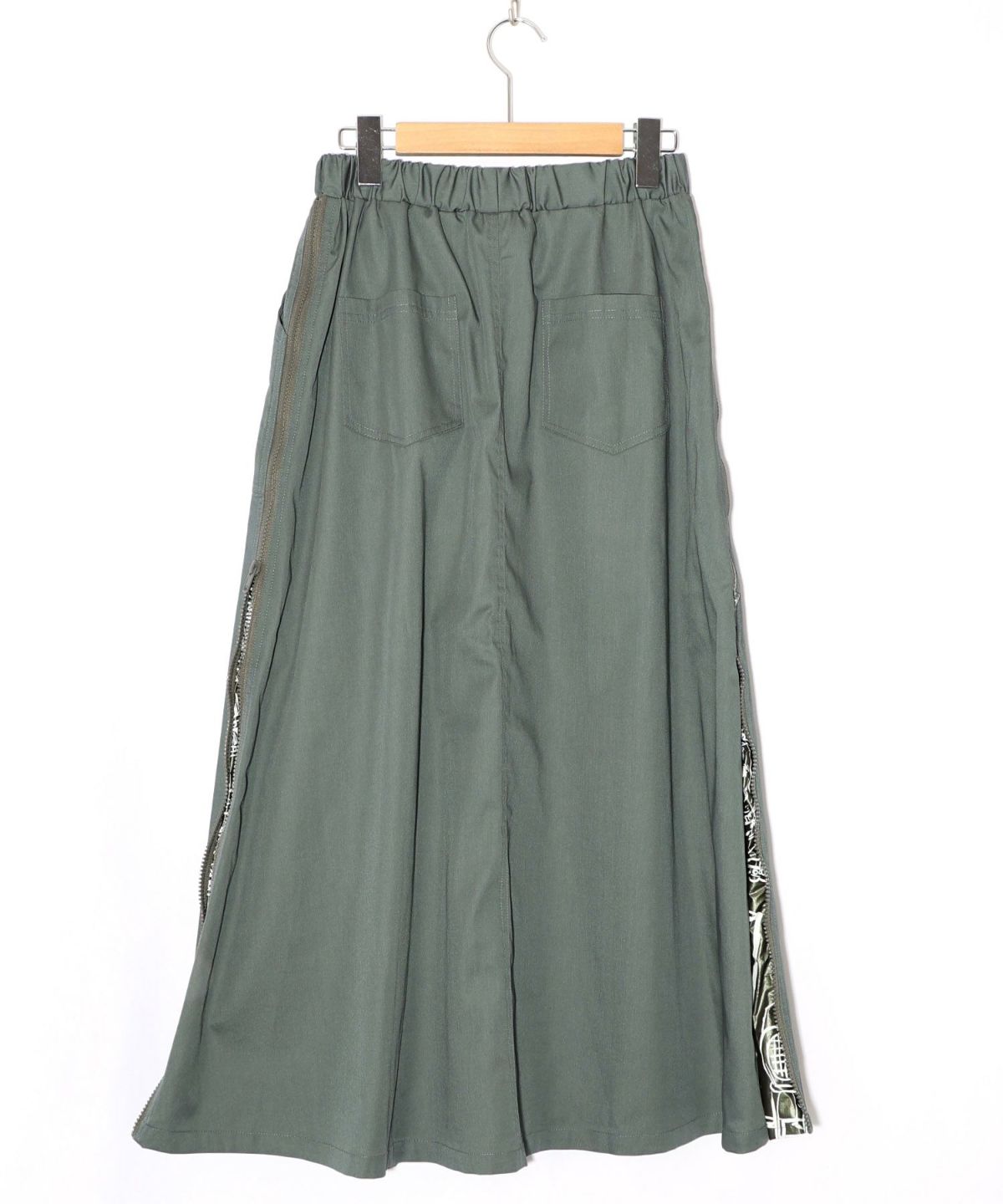 無地×動物たちの肖像柄 4wayツイルスカート-12