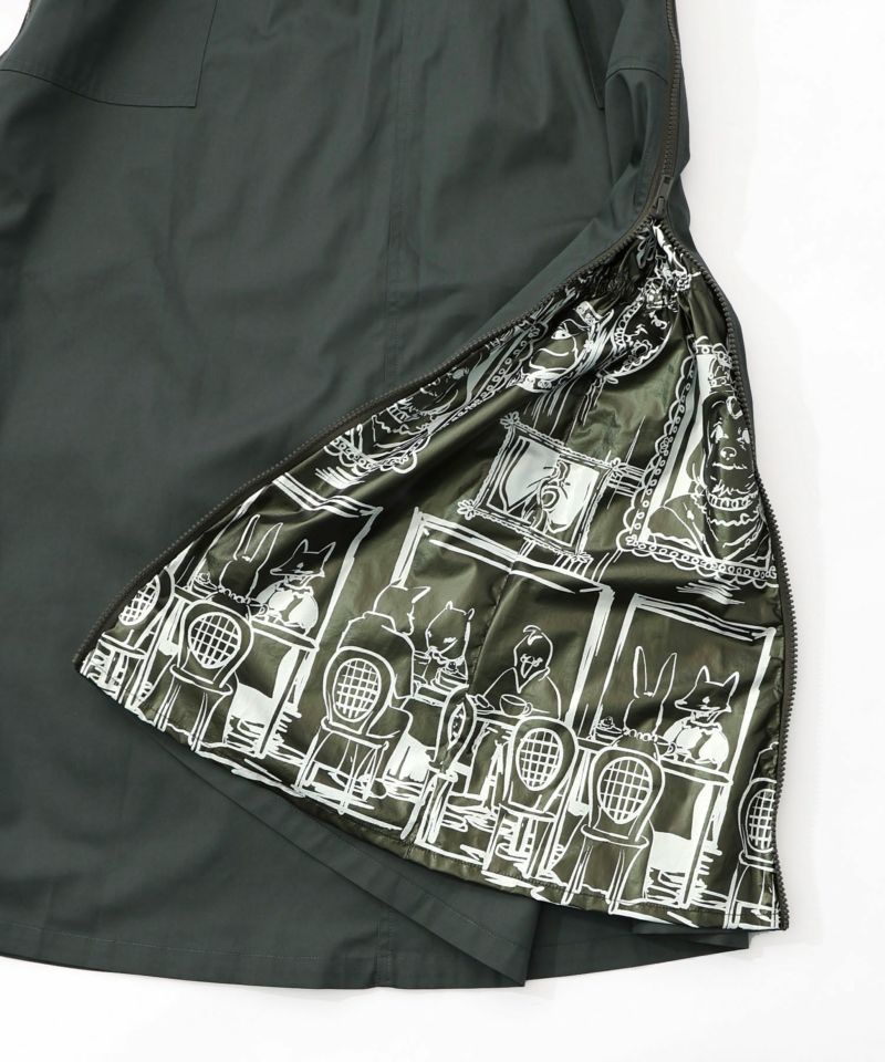 無地×動物たちの肖像柄 4wayツイルスカート-20