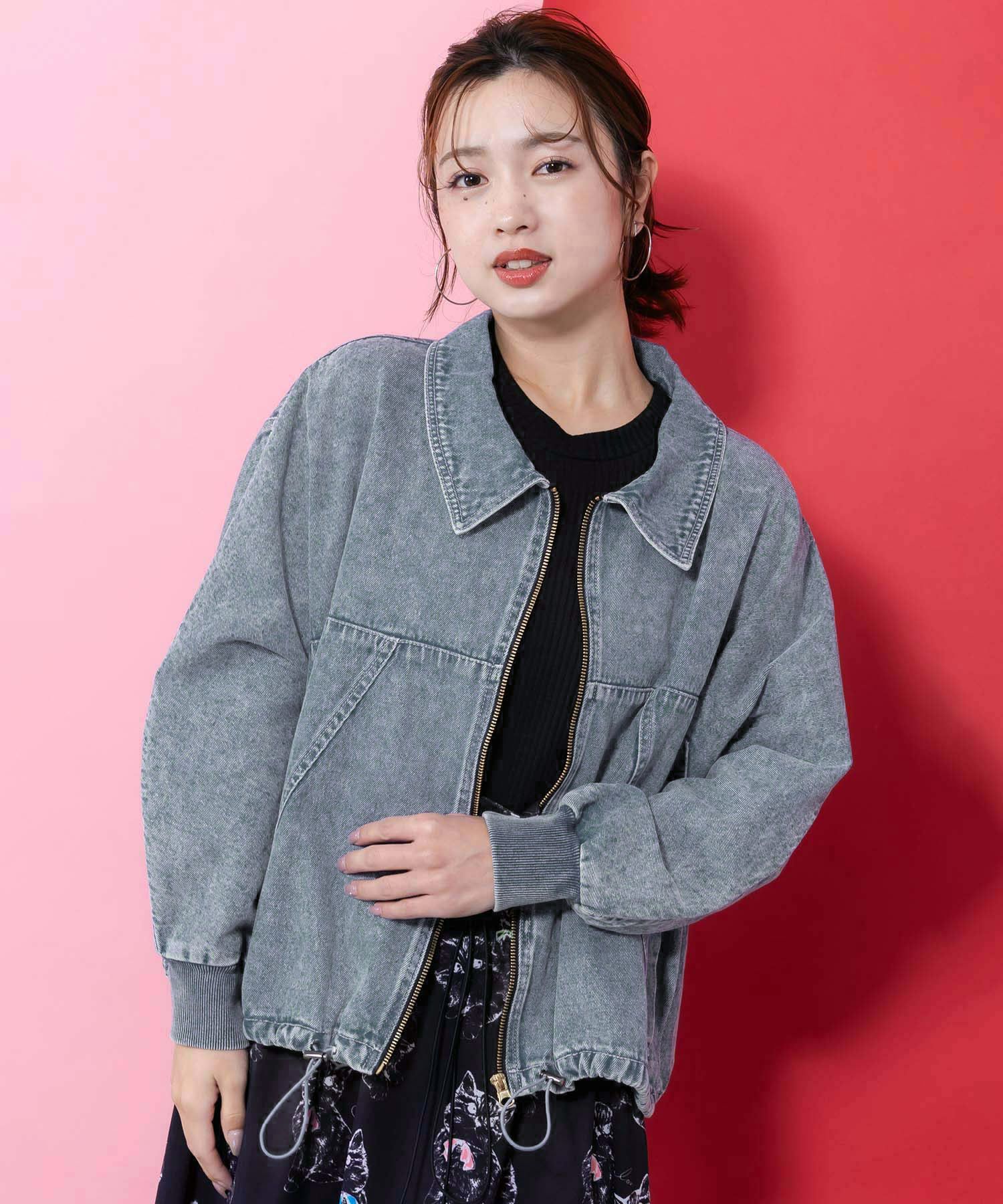 161614：ヴィンテージ風ネコ刺繍デニムジャケットの通販-ScoLar