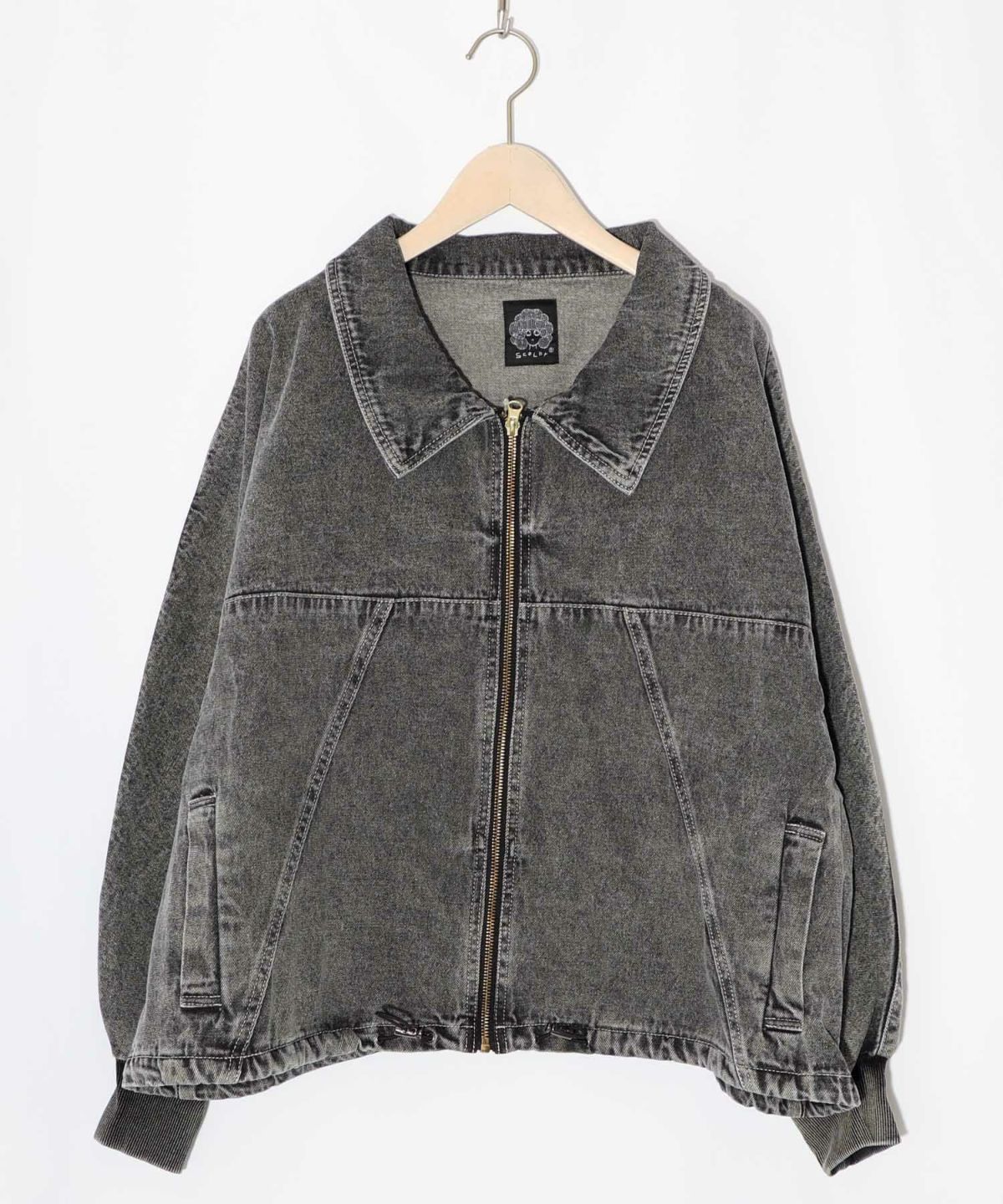 ヴィンテージ風ネコ刺繍デニムジャケット-9