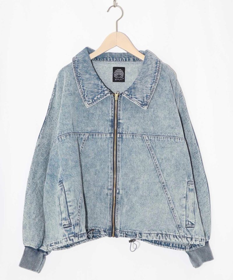 ヴィンテージ風ネコ刺繍デニムジャケット-12