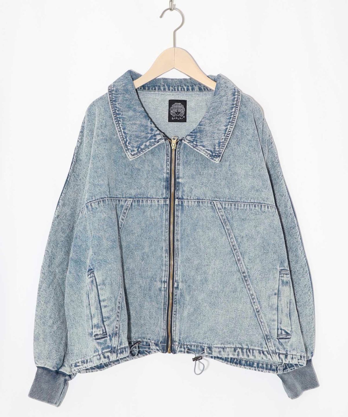 ヴィンテージ風ネコ刺繍デニムジャケット-12