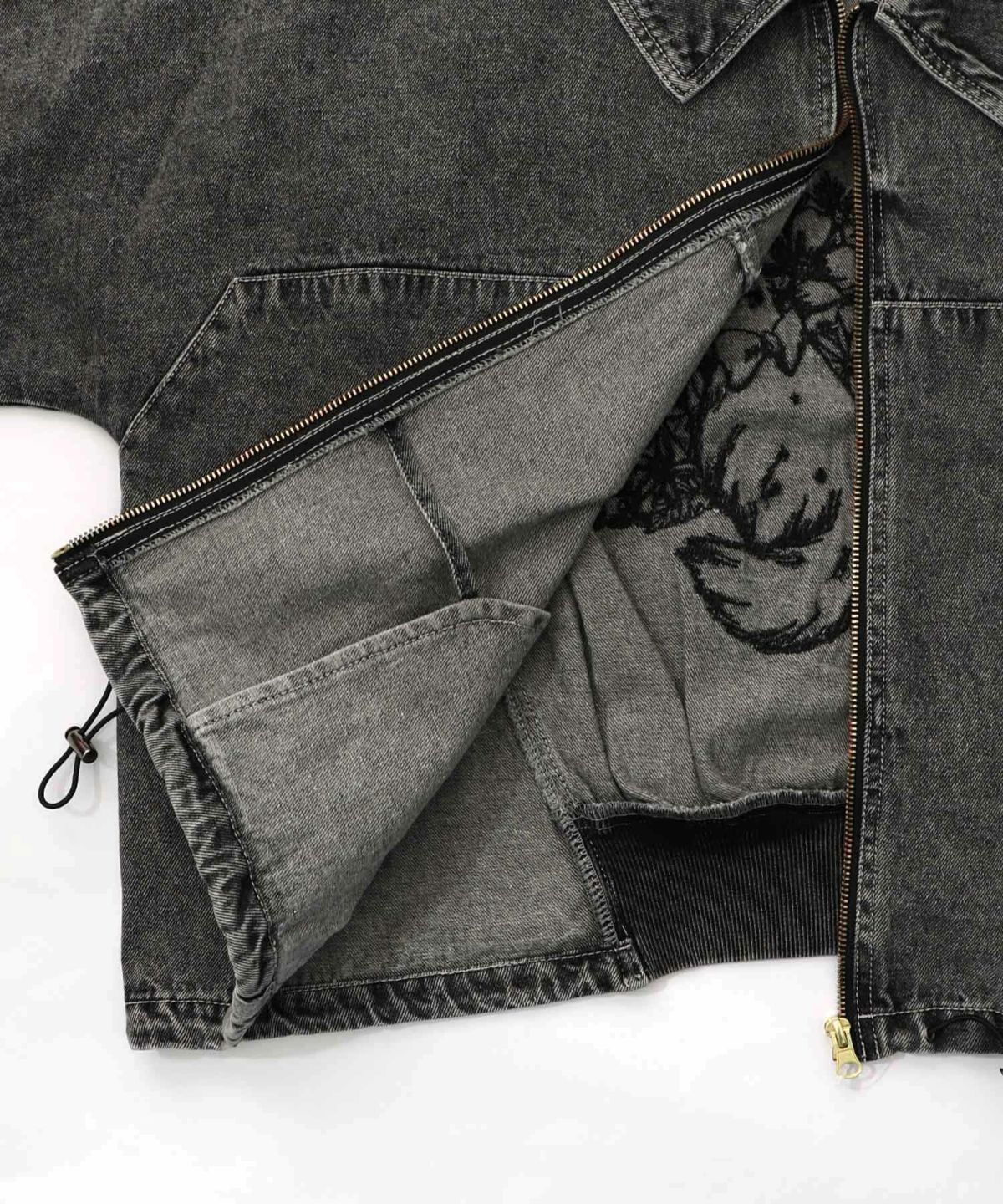 ヴィンテージ風ネコ刺繍デニムジャケット-19