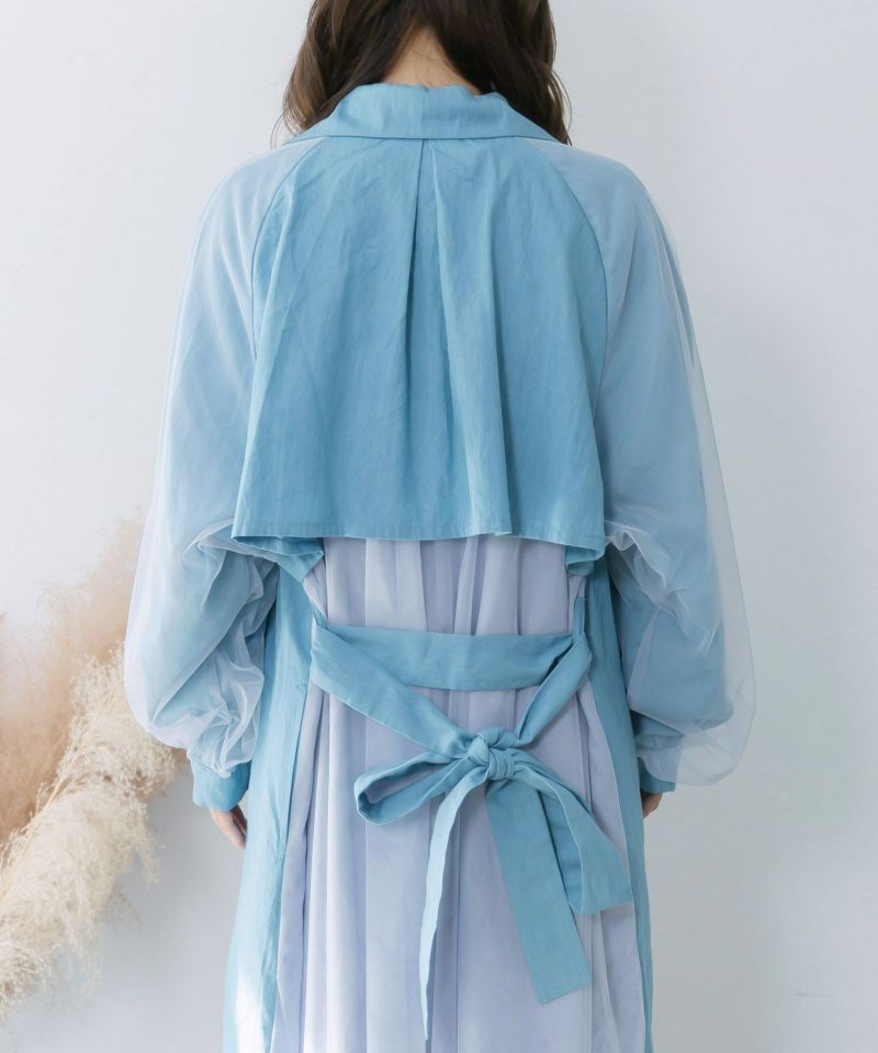 チュール重ね花刺繍ロングコート-20