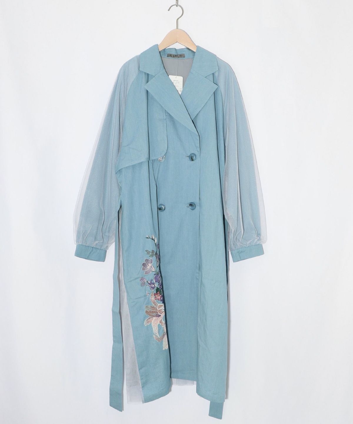 チュール重ね花刺繍ロングコート-21