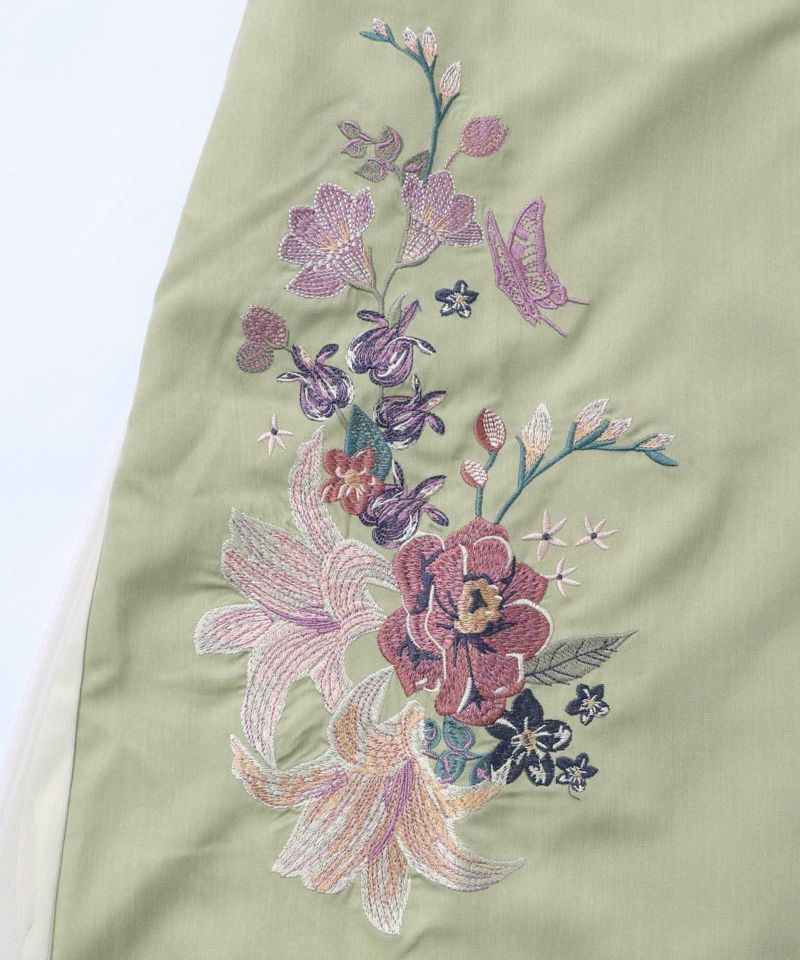 チュール重ね花刺繍ロングコート-26