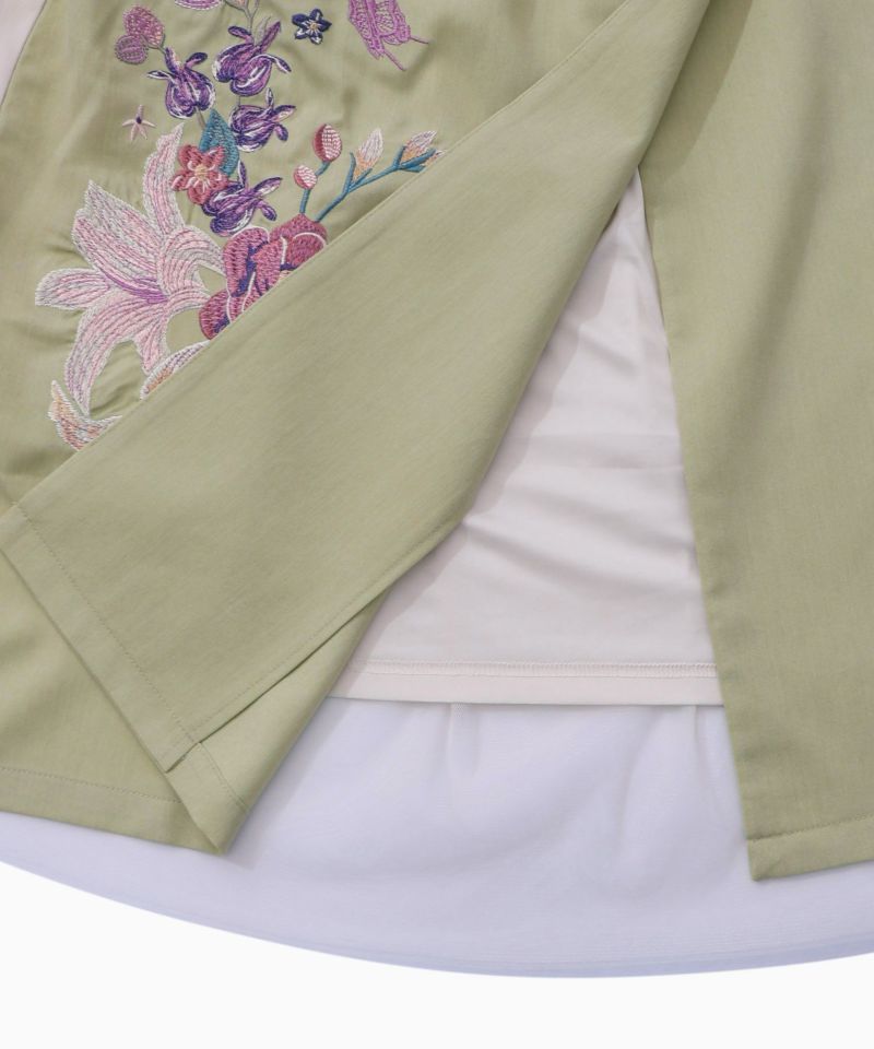 チュール重ね花刺繍ロングコート-32