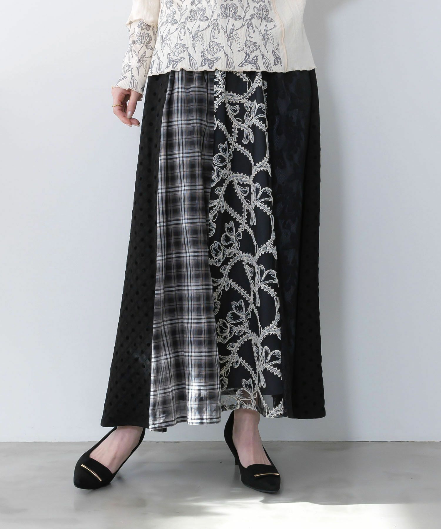 553295：雅結×iS ScoLarコラボ 花蝶リバーシブルスカートの通販-ScoLar